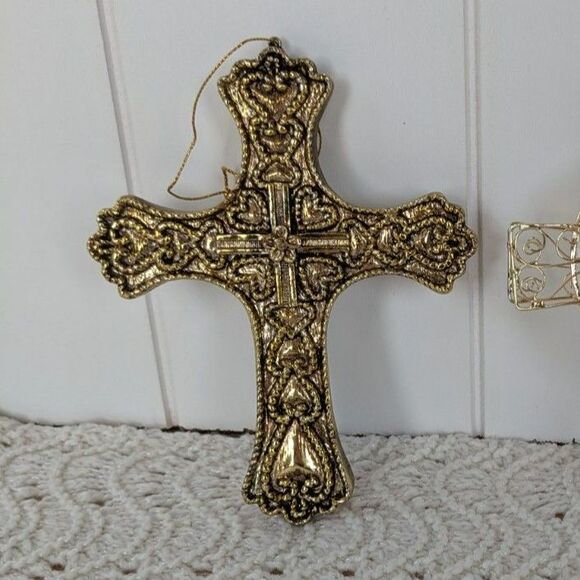 Lot of 2 Celtic Cross Tree Ornaments - 6" - Picture 3 of 4